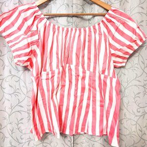 Pinup Couture Pink White Striped Peasant Top 4x Pinup Girl Clothing EUC